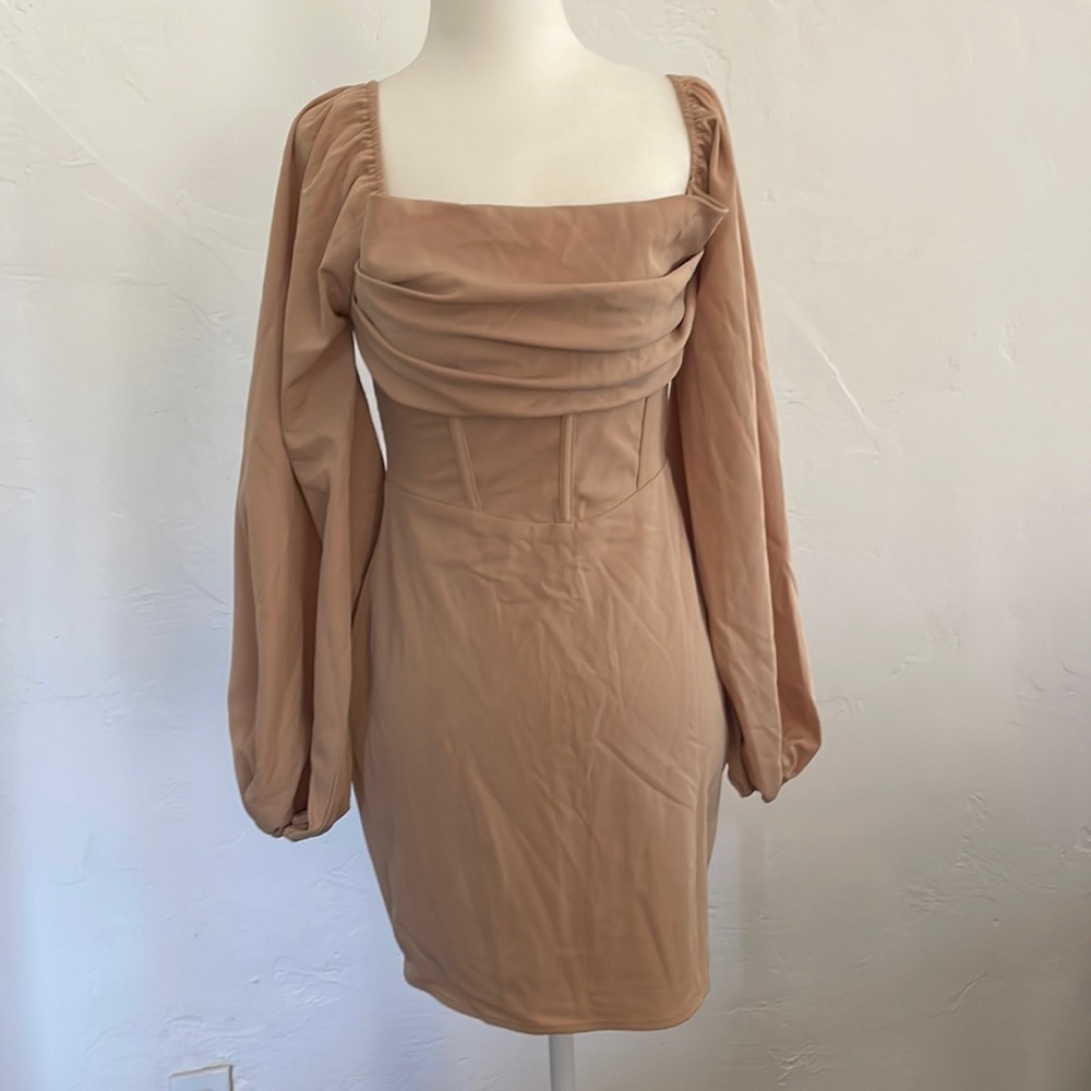 Brand new with tag. Beige color, long sleeve dress.